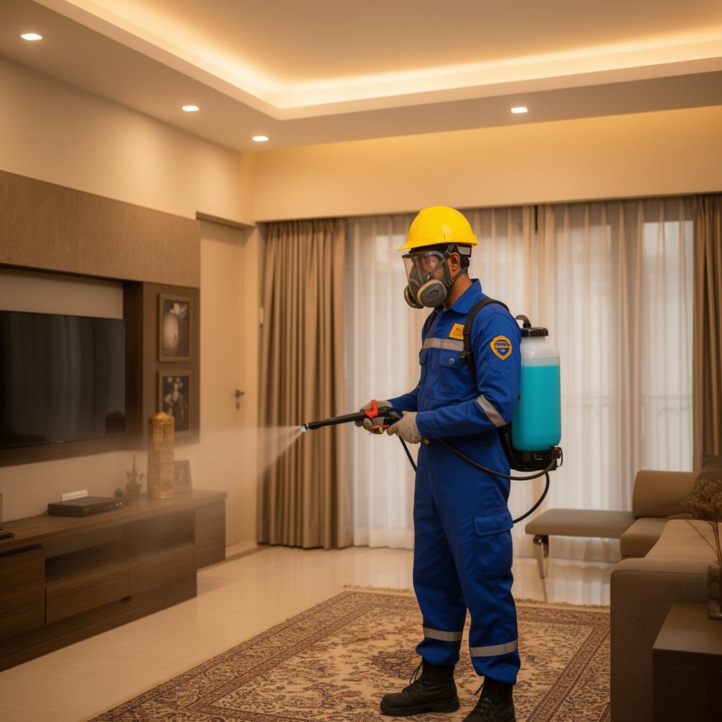 Pest control technician performing termite treatment in Siddipet